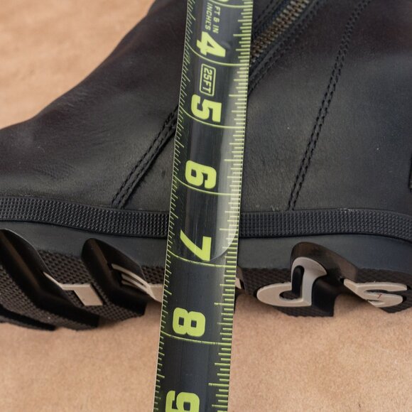 Sorel Wmn Joan Of Artic Wedge III Zip Black Leather Zip Lug Ankle Boots sz 7 - Picture 6 of 8